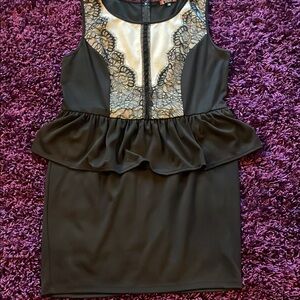 Trixxi Black and Cream Lace Midi Dress